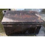 A John Burton metal trunk, 36ins x 20.5ins, height 19ins, together with another metal trunk