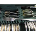 A cased canteen of silver cutlery, comprising eight dinner forks, weight 20oz, eight dessert