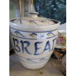 A Homend Pottery Ledbury pottery bread barrel with cover, height 12ins