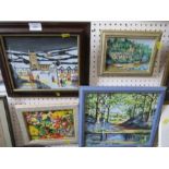 Alan King, four various oil on boards, 10ins x 12ins and down