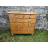 A pine chest of drawers, comprising two short drawers over three long, width 39ins x depth 17ins x