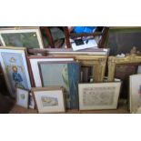 A collection of prints, gilt frames, etc.