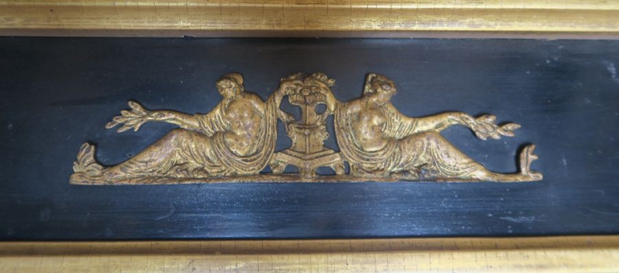 A 19th century over mantel mirror, with cluster columns to the side, the frieze decorated with - Image 2 of 2