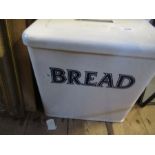 An enamel bread bid, of rectangular form with lid