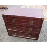 A campaign style chest of drawers, 34.5ins x 18ins, height 28ins