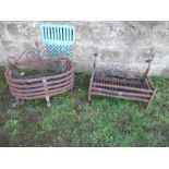 Two wrought iron fire grates, widths 22ins and 21ins