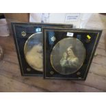 A pair of Antique prints, portraits of woman