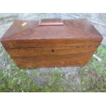 A 19th century sarcophagus shaped rosewood tea caddy, width 14ins x height 8.5ins