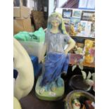 A Royal Worcester majolica figure, of a woman in Classical dress, holding  a dagger, standing by a