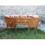 A Georgian design bow front mahogany sideboard, with cross banded decoration, width 60ins x depth