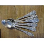 A set of six silver teaspoons