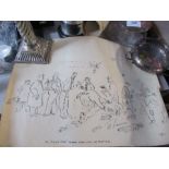 W Dixon, three pen and colour sketches, all dated 1939, unframed