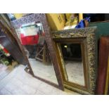 Two rectangular wall mirrors, the smaller one with etched decoration to the plate, 41ins x 29.