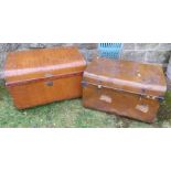 Two tin trunks, 27.5ins x 18ins x 17ins