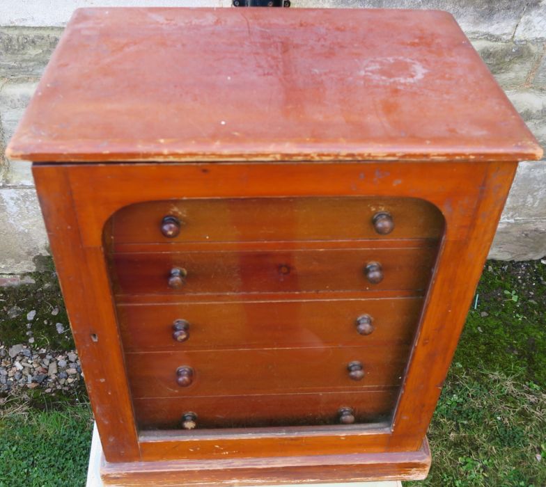 A table top set of drawers, having a glazed door, with six drawers, 15ins x 10.25ins, height 18ins - Image 2 of 3