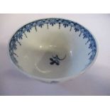 An 18th century Royal Worcester tea bowl, decorated with blue and white flowers, diameter 3ins no