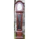A reproduction mahogany grandmothers clock, with brass dial, height 65ins