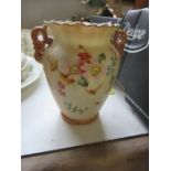 A Locke & Co, Worcester, blush ivory two handled vase, decorated with flowers and insects, height