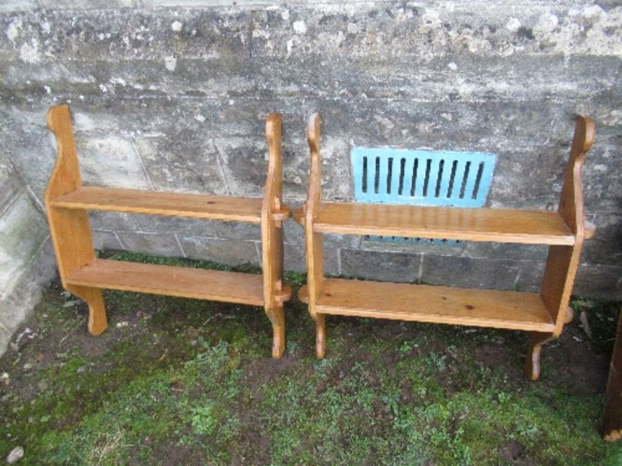 A hanging pine cabinet, width 19ins, together with two hanging sets of shelves, width 27ins - Image 3 of 3