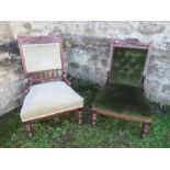 Two Edwardian easy chairs