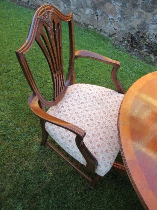 A twin pedestal dining table, with extra leaf, width 39ins x length 84ins, together with a set of - Image 4 of 4