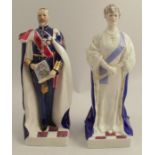 Two Royal Worcester figures, HM King George V and HM Queen Mary, 1935, both No. 30., height 9ins -