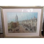 Paul Bradden, watercolour, Town scene with The Acorn Inn, 21ins x 29ins