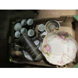 A box of sundry china, to include Cinque Ports coffee set, etc.
