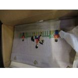A box containing embroideries, quilting, canvas, photograph, guide books, etc.