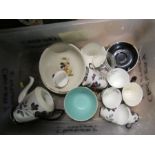 A box of sundry china, to include Royal Albert part coffee set