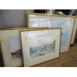 Mark Gibbons, two watercolours, river and coastal scenes, together with Mark Gibbons limited edition