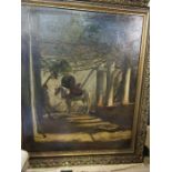 J B Bell, oil on canvas, Patiently Waiting, Moorish style scene of figure and horse, 28ins x 23ins