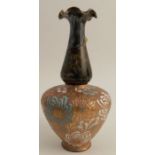 A Royal Doulton vase, with green flared neck, the body decorated with flowers, impressed 3010,
