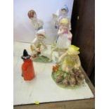 Five Royal Worcester models by Freda Doughty, and a Witch candle snuffer