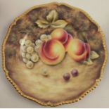 A Royal Worcester plate, decorated with hand painted fruit by Cox, diameter 10.5ins - Good condition