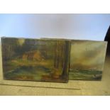 W Dowden, oil on canvas, ships at sea, unframed, 10ins x 16ins, together with W Boriz, oil on