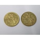 Two gold sovereigns, 1896 and 1915