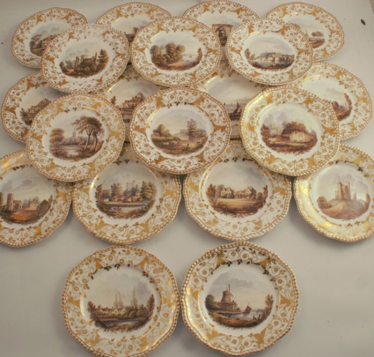 An extensive 19th century Spode service, decorated with named landscape panels to gilt borders, - Image 20 of 20