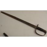 An Antique sword bayonet, with serrated straight fullered blade, length 29ins