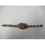 A Victorian gold bracelet, set with foil backed stones, 17cm long, 14.7g gross