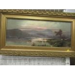 A 19th century oil on canvas, Highland scene, signed J M Tucker, 10.5ins x 26.5ins