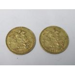 Two gold sovereigns, 1900 and 1907