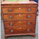 A 19th century mahogany chest, of four long drawers, 36ins x 18ins, height 41ins