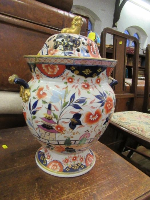 A 19th century covered urn, af, crack to lid and handles