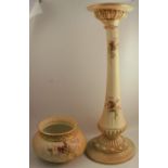 A Royal Worcester blush ivory jardinere and stand, decorated with sprays of flowers and thistles,