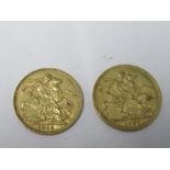 Two gold sovereigns, 1898 and 1912