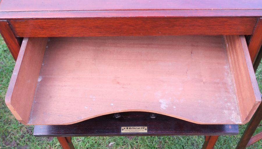 A Edwardian mahogany music cabinet, fitted with three drawers with drop flap fronts, width 19ins, - Bild 2 aus 4