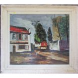 Thomas Davison, copy of M Vlaminck, oil on board, town scene, inscribed to the reverse, 22.5ins x