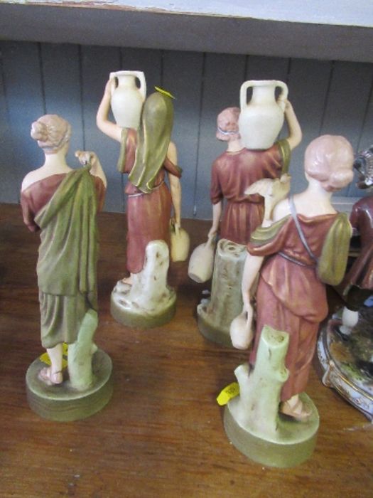 Two pairs of Royal Dux figures, the one pair of water carriers, height 10ins, the other pair - Image 5 of 5