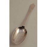 A Queen Anne Britannia silver trefid end spoon, engraved with initials, maker Thomas Saddler, length